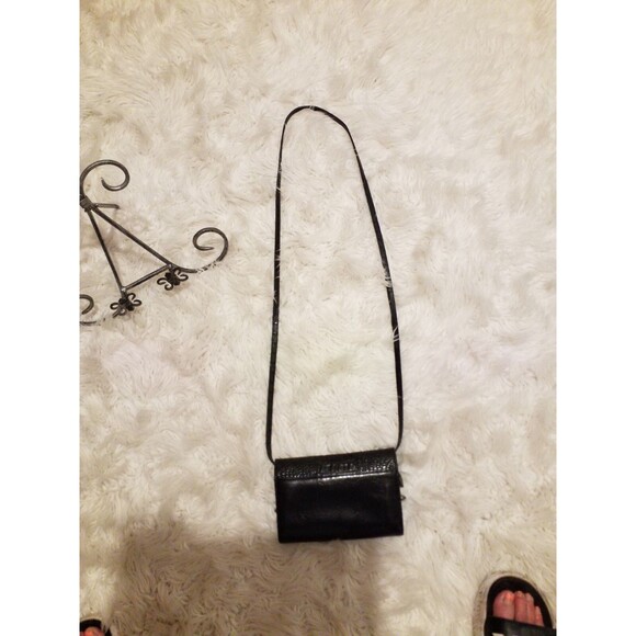 Brighton Wallet Organizer Black Croc Leather Cross Body Wallet Small - Picture 4 of 4